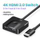 HDMI сплітер двонаправлений Ugreen CM311 з кабелем 1м, 2 In 1 Out HDMI Switcher Black 4K@60Hz (70607) - зображення 1