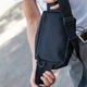 Сумка бананка (мужской мессенджер/слинг) Cordura 1000D (патч-панель) черная (0290839801113) - изображение 4