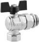 Кран-американка шаровой угловой Kroner 1" ВН PN40 "бабочка" никелированный (CV033225) - изображение 2