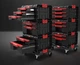 Модульний комплект ящиків на платформі на колесах QQbrick System PRO Drawer Workshop Set 1 Набір висувних ящиків для інструментів на коліщатках для домашньої майстерні та гаражу Органайзер Чорно-червоний - зображення 6