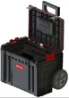 Мобильный комплект модульных боксов Qbrick System PRO Set 3 Набор ящиков для инструментов с ручкой на колесах для домашней мастерской и гаража Органайзер со съемными контейнерами Черно-красный - изображение 2