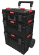 Мобільний комплект модульних боксів Qbrick System ONE CART TECHNIK SET 2.0 Набір ящиків для інструментів з ручкою на колесах для домашньої майстерні та гаражу Органайзер зі знімними контейнерами Чорно-червоний - зображення 1