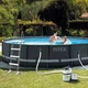 Круглый каркасный бассейн Intex 26326 с чашей из ПВХ фильтр насосом 5700 л/ч лестницей тентом и подстилкой 488х122 см Серый (127-9-26326) - изображение 9