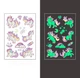 Детские светящиеся переводные наклейки для тела 5 sheets-Set A цветные временные татуировки для девочек и мальчиков с единорогами / феями / динозаврами / акулами / бабочками, 5 листов, разноцветные (110423924) - изображение 3