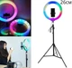 Кольцевая двухсторонняя светодиодная лампа RGB Diamond Crystal 3D-26 на штативе, 26см., 15Вт. - изображение 10