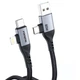 Кабель Foneng X92 4-in-1 (60W) USB/USB-C - USB-C/Lightning (M/M), 1 м, Black (X92-CA-FIO) - изображение 1