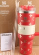 Термос термокружка Stanley Quencher H2.0 Tumbler из нержавеющей стали 1,18 л Red Monogram KT6007838 - изображение 1