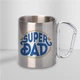 Кружка металева срібляста з карабіном Super DAD 300 мл - изображение 2