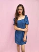 Жіноча однотонна сукня легкий денім із резинкою на спинці Boohoo Синя 9854-1111 M (42-44) - зображення 5