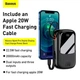 Портативная батарея Baseus 20000mAh Power Bank Qpow Digital Display USB+TypeC PD3.0 QC3.0 с кабелем Lightning Black - изображение 4