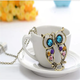 Подвеска кулон сова OWL со стразами длинная цепочка бронзовый цвет - изображение 3