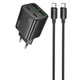 Сетевое зарядное устройство HOCO N55 Fundador PD20W four-port (2USB-A/2C) + Type-C to Type-C (Black) (209739) - изображение 1