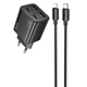 Сетевое зарядное устройство HOCO N56 Fundador PD30W four-port (2C2A) + Type-C to Lightning (Black) (209774) - изображение 1
