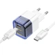 Сетевое зарядное устройство HOCO C125A Transparent 1C PD20W + Type-C to Type-C (Transparent blue) (192188) - изображение 2