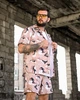 Літній чоловічий костюм з принтом футболка+шорти L/XL бежевий (93101) - зображення 2