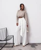 Женские широкие брюки MAXI oversize из костюмной ткани с поясом молочный 46-48 - изображение 1