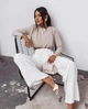 Женские широкие брюки MAXI oversize из костюмной ткани с поясом молочный 46-48 - изображение 2