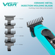 Триммер для стрижки VGR V-299 BLACK, 4 насадки, 9000RPM, 2000 mAh, 5 уровней скорости, LED дисплей - изображение 5