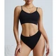 Бесшовный комплект женского белья Lesko 6608# Черный M в текстуре косичка трусы и топ - изображение 3