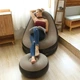 Надувний диван з пуфом та насосом 116×88×83 см Air Sofa, бежевий, міцна модель для дому та дачі - зображення 5