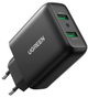 Ładowarka sieciowa Ugreen CD161 36W 2xUSB QC 3.0 Charger Black (6957303812165) - obraz 1