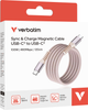 Kabel zasilający i synchronizacyjny Verbatim 100 W z magnesem, USB-C do USB-C, 120 cm, różowy (23942318576) - obraz 3
