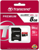 Karta pamięci Transcend MicroSDHC UHS-I 8 GB Class 10 + SD-adapter (TS8GUSDU1) - obraz 2