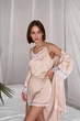 Комплект жіночий трійка халат майка шорти Melissa Collection S бежевий - зображення 7