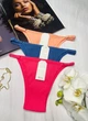 Набор женских трусов Dyana Intimates 3 шт бразилианы на регуляторах в рубчик SM Яркий розовый Персиковый Синий - изображение 1