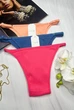 Набор женских трусов Dyana Intimates 3 шт бразилианы на регуляторах в рубчик SM Яркий розовый Персиковый Синий - изображение 3
