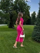 Вязаное платье в мягкий рубчик с воротником-поло 1048пп Simply Sexy розовый S - изображение 7
