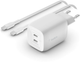Мережевий зарядний пристрій Belkin 65W PD PPS Dual USB-C GaN with USB-C Cable White (WCH013VF2MWH-B6) - зображення 4
