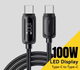 Кабель зарядки Type-C - Type-C Essager 100W 1м з дисплеєм (EXCTT1-XL01-P) - зображення 1