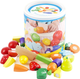 Zestaw warzyw i owoców do krojenia Lean Toys w wiaderku drewniany (5905991025863) - obraz 1