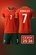 Дитяча футбольна форма C. Ronaldo #7 (Роналдо)зб. Португалії (домашня) 25/26, розмір 28 (зріст 150–155 см), червоно-зелена - зображення 1