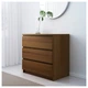 Комод с 3 ящиками IKEA MALM коричневая морилка ясеневый шпон 003.152.84 - изображение 2