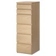 Комод с 6 ящиками IKEA MALM дубовый шпон зеркало 801.786.12 - изображение 1