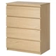 Комод с 4 ящиками IKEA MALM дубовый шпон белый 801.786.07 - изображение 1