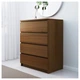 Комод с 4 ящиками IKEA MALM 80x100 см коричневая морилка ясеневый шпон 503.152.86 - зображення 2