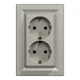 Розетка Schneider Electric ASFORA с заземлением двойная бронза 16А (EPH9900169) - изображение 1