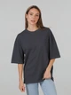Набор футболок хлопковых оверсайз длинных женских Ray Oversize U0104W-Dark Grey-Black S/M 2 шт Темно-серый/Черный (RAY2000000037677) - изображение 2