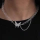 Колье из прозрачных бусин с бабочкой Белый (3005) - изображение 3