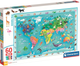 Puzzle Clementoni Maxi Super Kolor Wildlife Map 60 elementów 26072 (8005125260720) - obraz 1