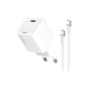 Зарядний пристрій ColorWay GaN Mini 30W PD Port PPS USB-C white + cable Type-C (CW-CHS054PDC-WT) - зображення 1