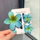 Шпилька для волосся Hawaiian flower Крабик затискач Гавайська квітка Fashion Jewelry Набір з 3 штук Blue Синій - зображення 1
