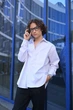 Подростковий классический детский брючный костюм для мальчика (верхняя рубашка и брюки) из коттона 158-164 белый+черный - изображение 3