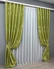 Комплект готовых штор VR-Textil Лен Рогожка № 1784ш Оливковый 150х270 см 2 шт (33-0761) - изображение 3