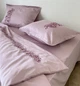 Комплект постільної білизни Cozy рожевий з вишитими бордовими півоніями Дитячий 135х200 см, простирадло 120*230 см без резинки - зображення 2