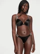 Комплект белья (лиф+трусики бразилиана) со стразами Victoria's Secret (583986551242) 80C/L черный - изображение 1