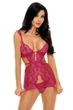 Мереживна сорочка Beauty Night PEYTON CHEMISE & thong з пажами для панчіх Вишневий L/XL - зображення 1